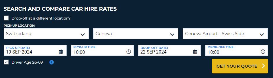 Choosing a car hire on the Swizz sector at Geneva Airport