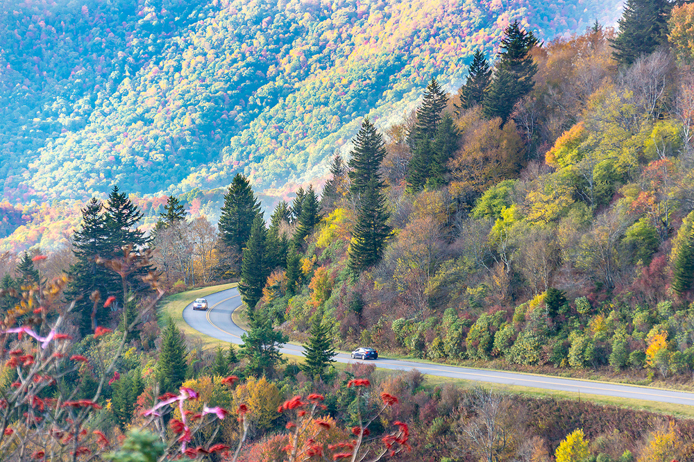 Travelling by road in Blue Ridge Parkway