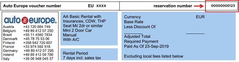 Car Rental Reservation Number Car Rental Reservation Number