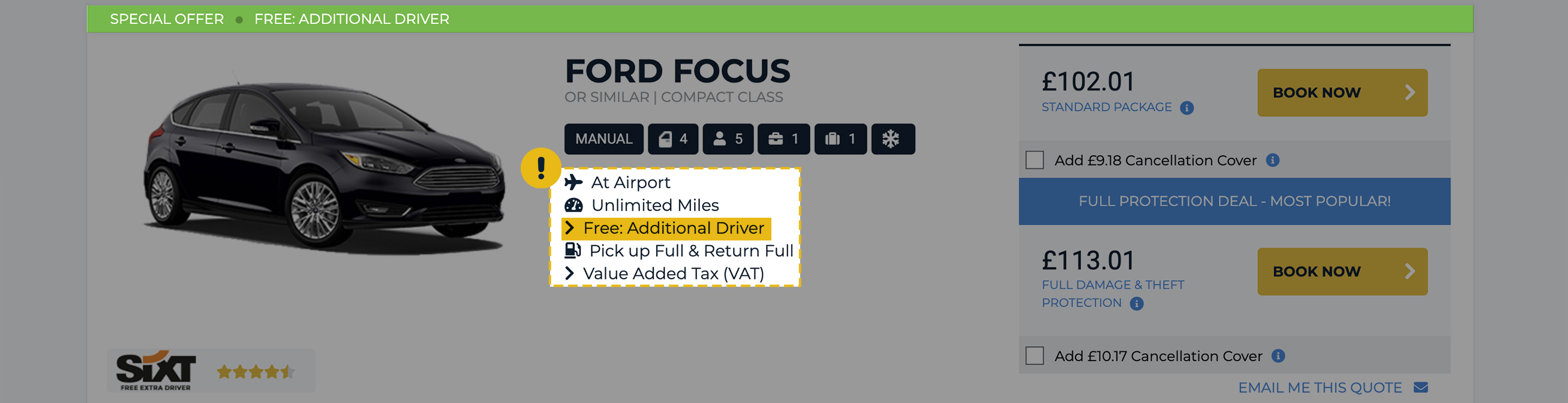 Free Additional Driver Deals